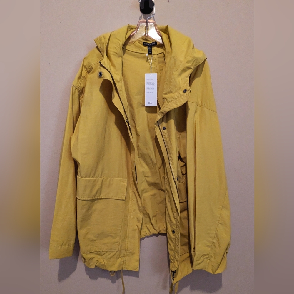 Eileen Fisher Mustard Yellow Hooded Anorak Jacket